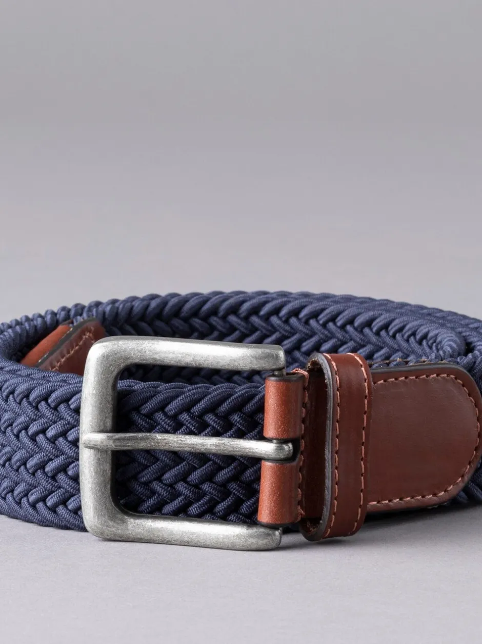 Riemen En Bretels*Lakeland Leather - Lakeland leren Greythwaite gevochten riem Marineblauw