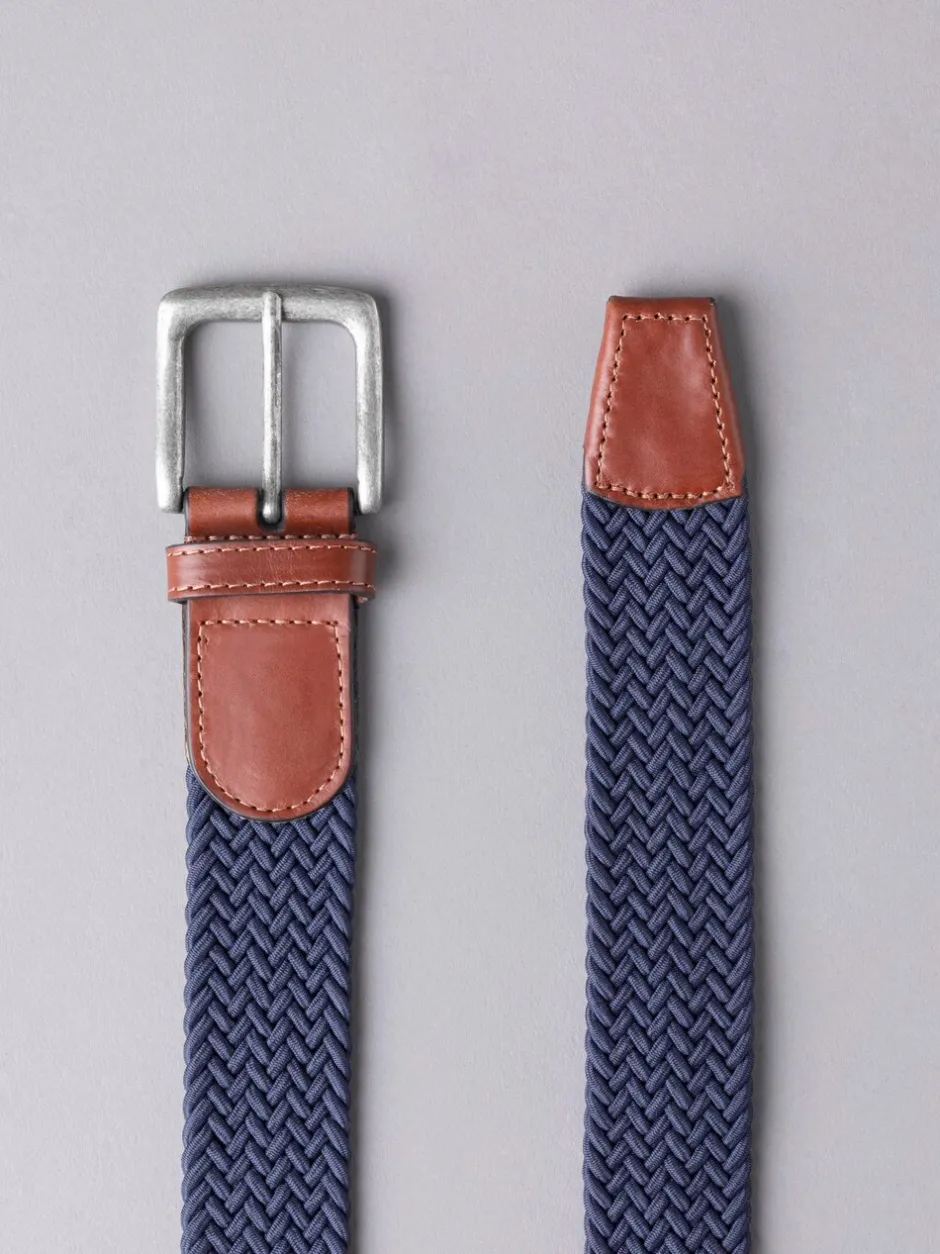 Riemen En Bretels*Lakeland Leather - Lakeland leren Greythwaite gevochten riem Marineblauw