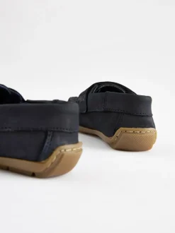 Gelegenheidskleding|Next - Leren pennyloafers met klittenbandsluiting Marineblauw