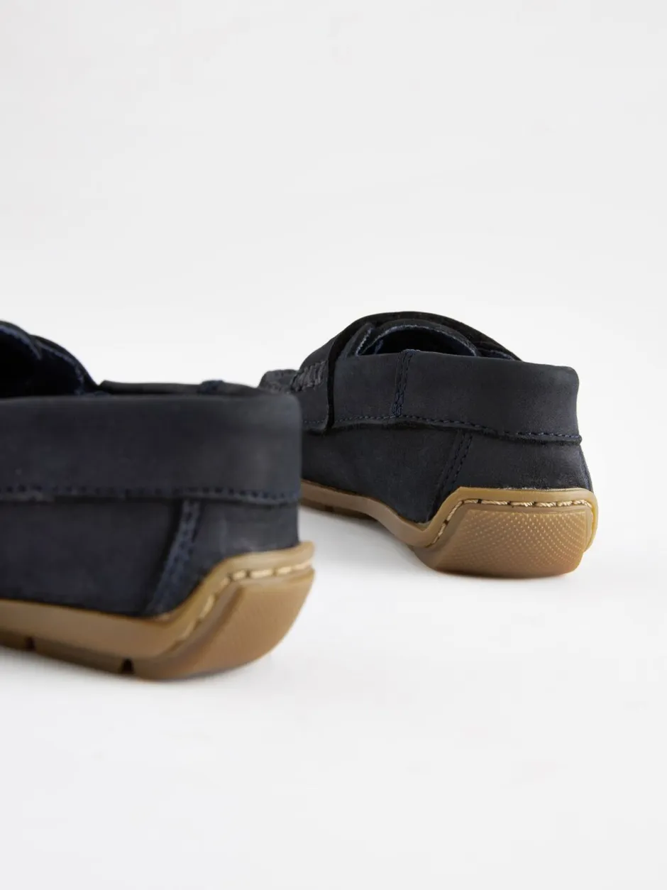 Gelegenheidskleding|Next - Leren pennyloafers met klittenbandsluiting Marineblauw