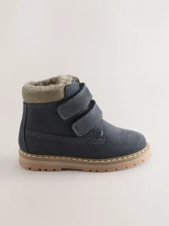 Boots*Next - Leren Thermal gevoerde Thinsulate werklaarzen met klittenbandsluiting Marineblauw