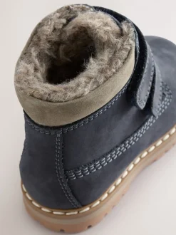 Boots*Next - Leren Thermal gevoerde Thinsulate werklaarzen met klittenbandsluiting Marineblauw