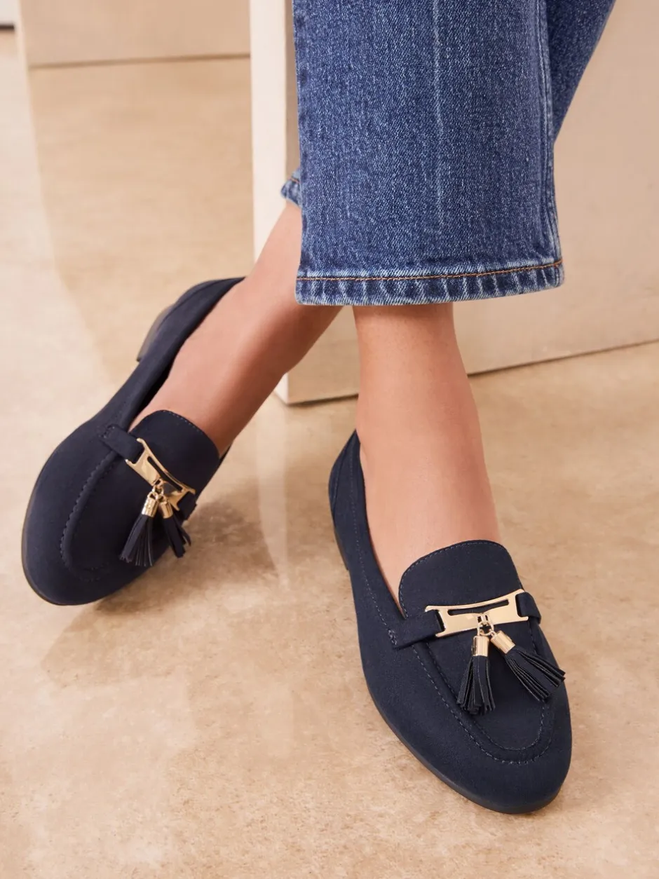 Lage Schoenen|Lipsy - Almond Toe Tassel Workwear Loafers Marineblauw
