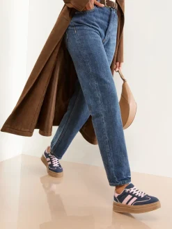 Sneakers|Lipsy Marineblauw - Faux suède sportschoen met dikke zool