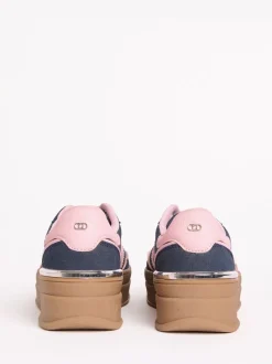 Sneakers|Lipsy Marineblauw - Faux suède sportschoen met dikke zool