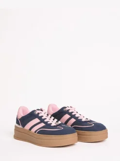 Sneakers|Lipsy Marineblauw - Faux suède sportschoen met dikke zool