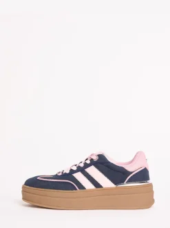 Sneakers|Lipsy Marineblauw - Faux suède sportschoen met dikke zool