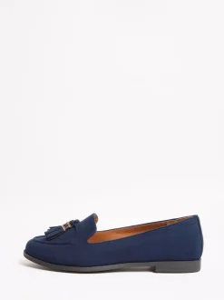 Lage Schoenen|Ruimvallend En Extraruimvallend*Lipsy - Platte Loafers met Smalle Zool en Kwastjes Marineblauw