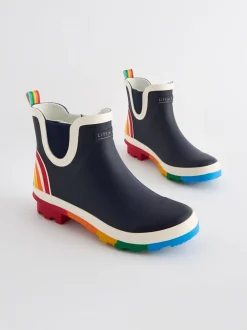 Laarzen|Boots|Little Bird by Jools Oliver - regenlaarzen met regenboog voor volwassenen Marineblauw