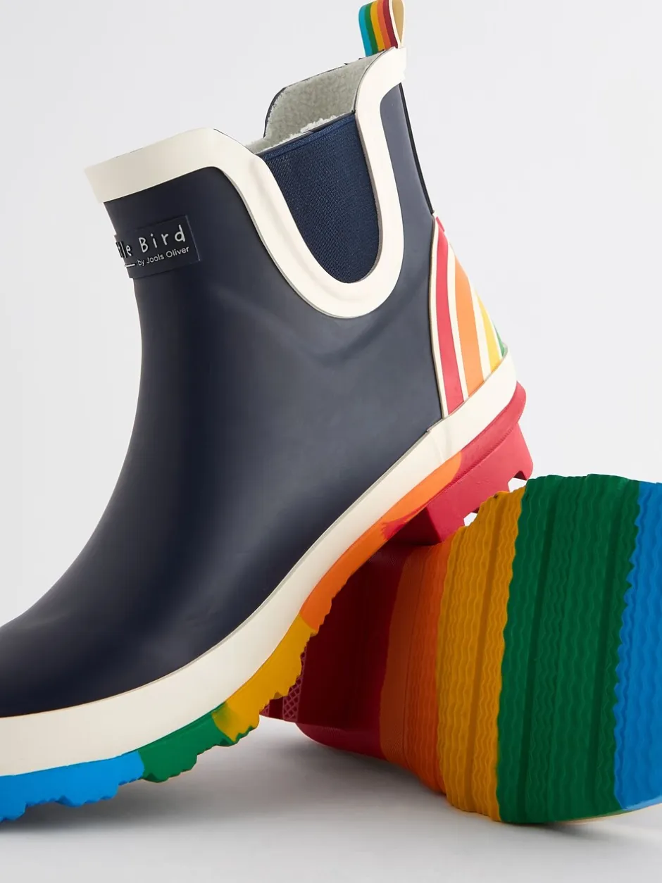 Laarzen|Boots|Little Bird by Jools Oliver - regenlaarzen met regenboog voor volwassenen Marineblauw