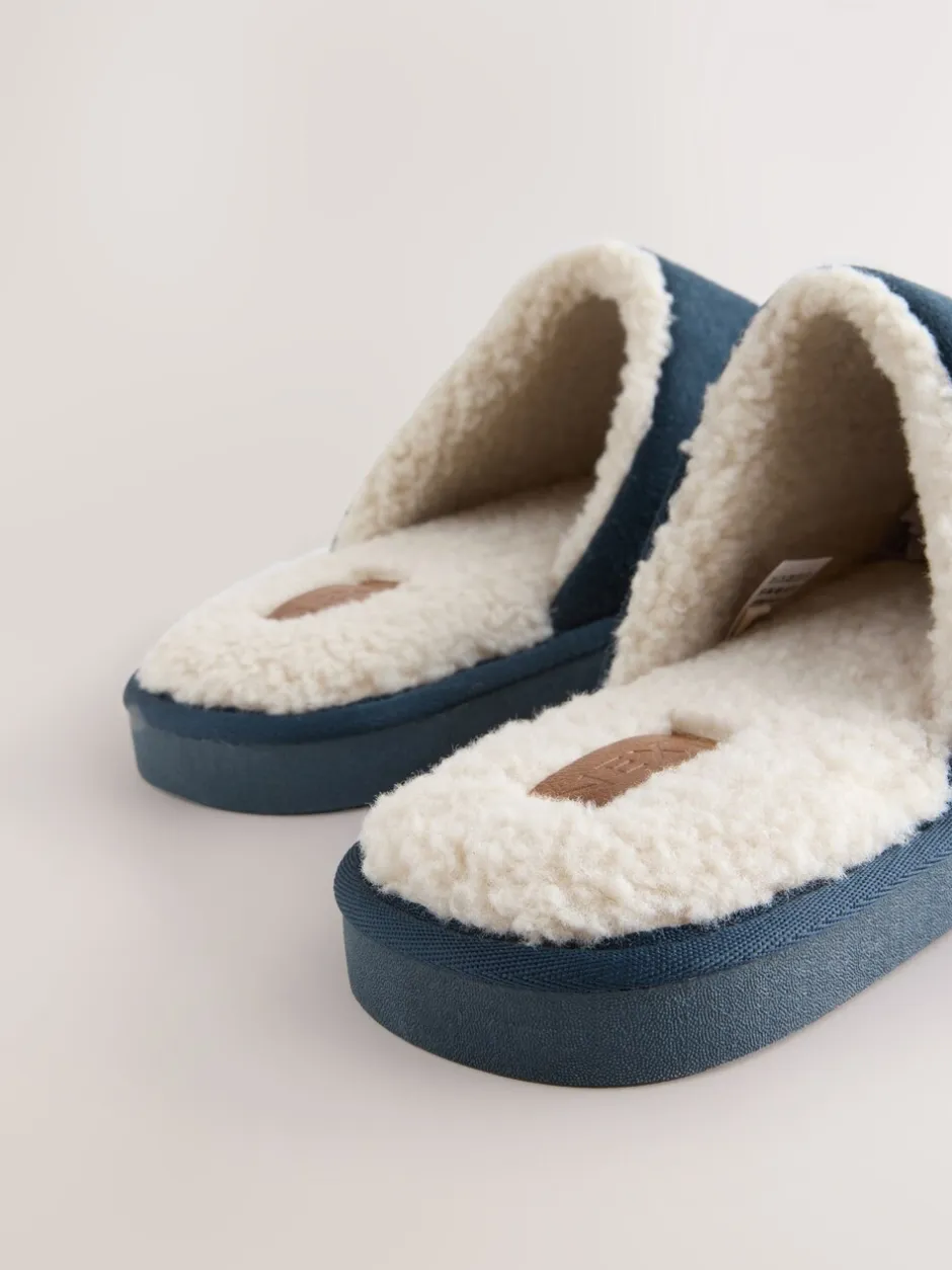 Pantoffels|Next - Microsuede Mule Slippers Marineblauw