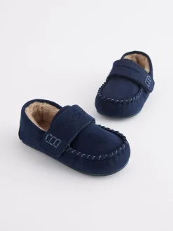 Pantoffels|Nachtkleding En Pyjama's|Next - Mocassin-pantoffels met klittenbandsluiting Marineblauw