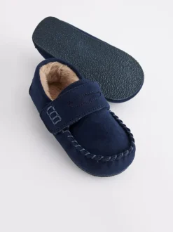 Pantoffels|Nachtkleding En Pyjama's|Next - Mocassin-pantoffels met klittenbandsluiting Marineblauw