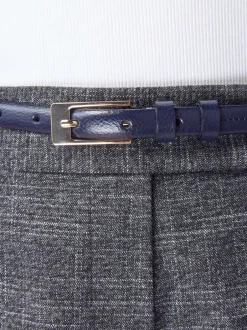 Ceintuurs*Next - N. Premium skinny Made In Italy leren riem Marineblauw