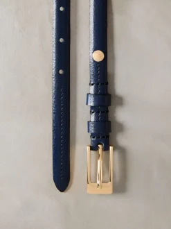 Ceintuurs*Next - N. Premium skinny Made In Italy leren riem Marineblauw