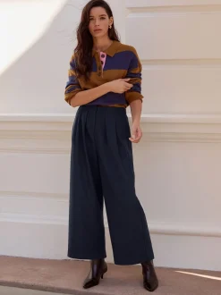 Kostuums En Werkkleding|Broeken*Next - N. Premium visgraat culottes met wol Marineblauw
