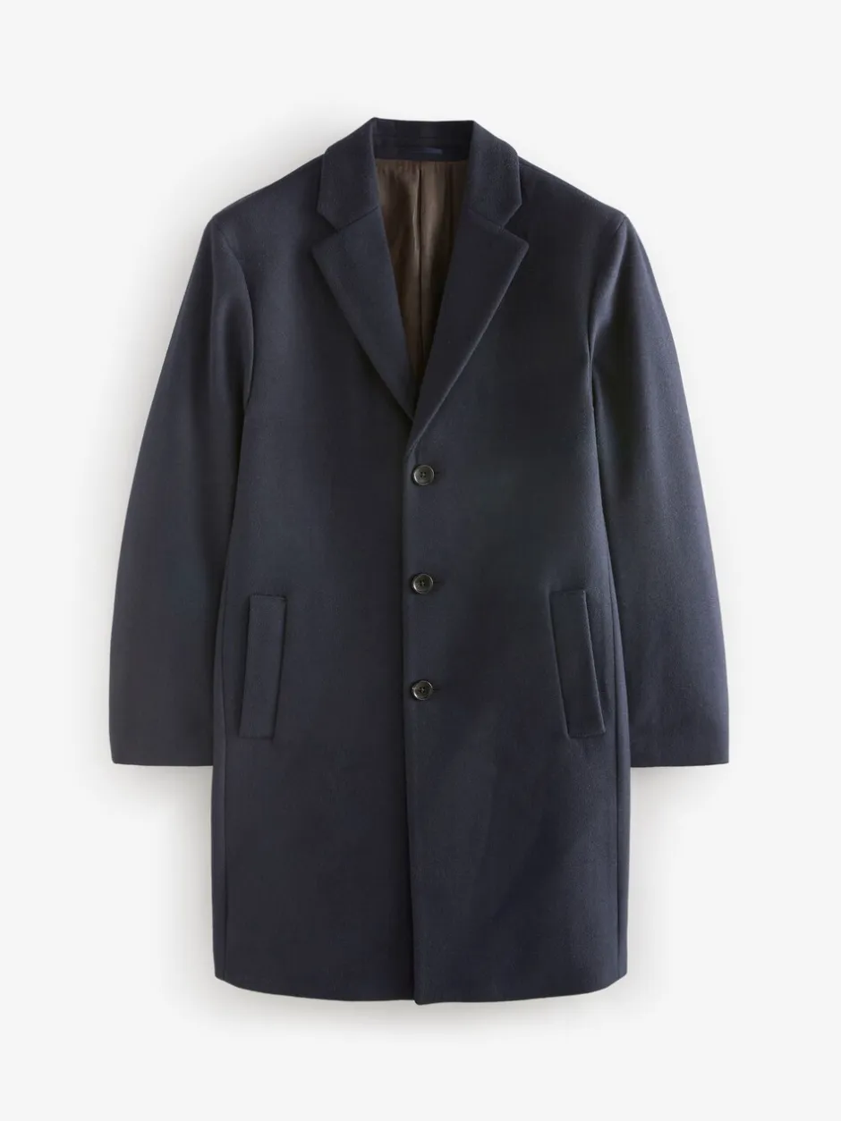 Jassen En Jacks*Next - Normale Pasvorm - Epsom overjas met wol Marineblauw