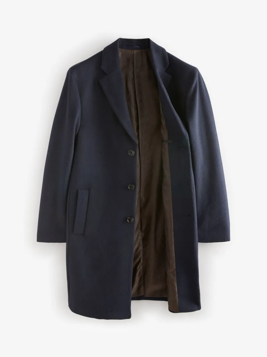 Jassen En Jacks*Next - Normale Pasvorm - Epsom overjas met wol Marineblauw