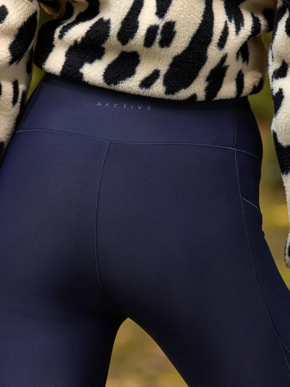Sportkleding|Leggings En Joggingbroeken|Next - Outdoor legging met fleecevoering en warme handgreep Marineblauw
