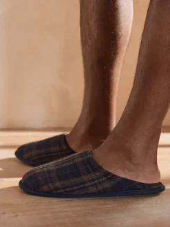 Pantoffels*Next - Pantoffelmuiltjes met ruitjes Marineblauw