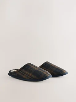 Pantoffels*Next - Pantoffelmuiltjes met ruitjes Marineblauw