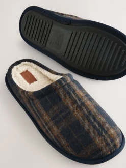 Pantoffels*Next - Pantoffelmuiltjes met ruitjes Marineblauw