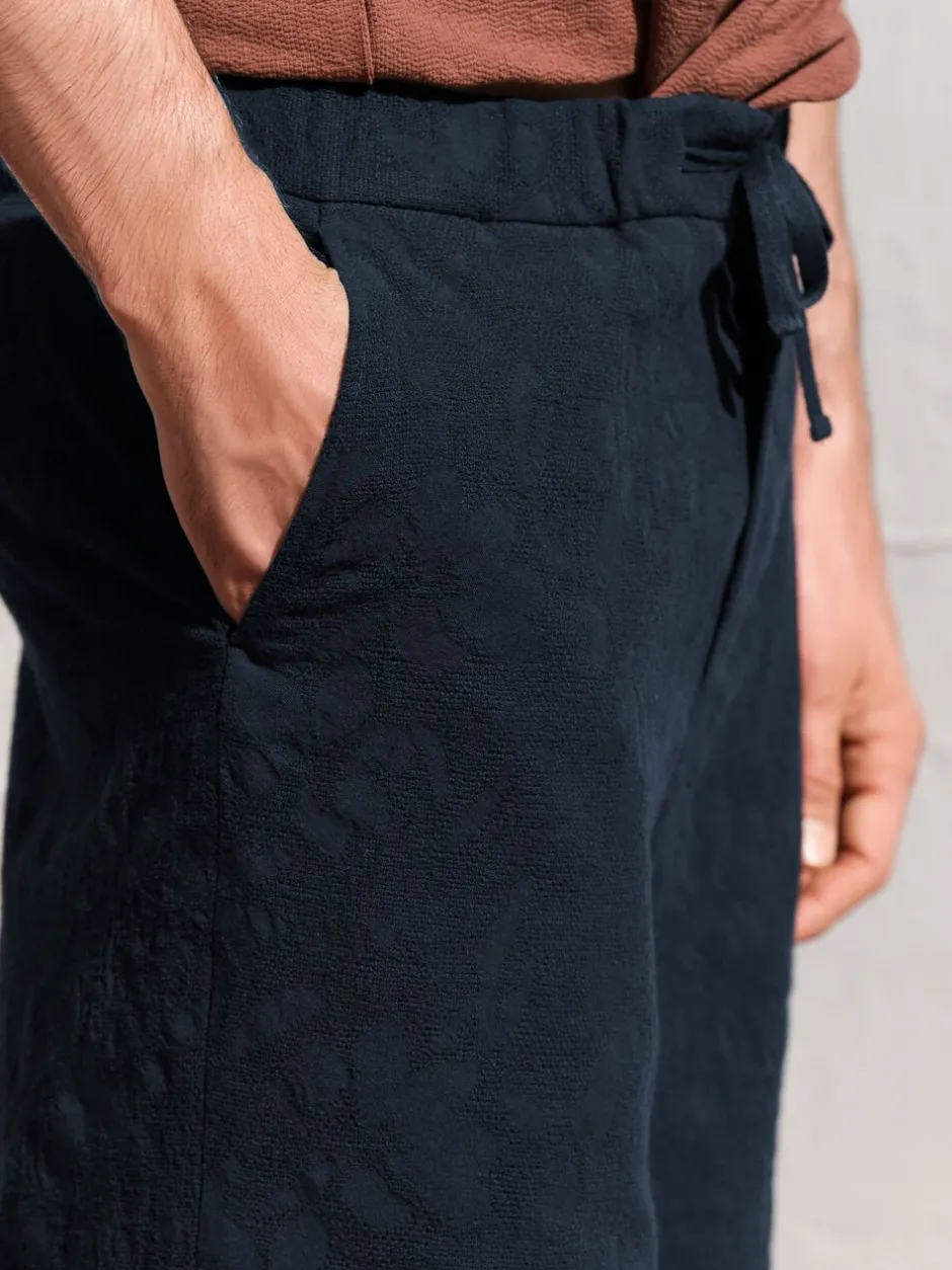 Shorts*Next Marineblauw - Regular fit Nova Fides shorts van Italiaanse stof met gehaakt patroon
