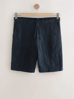 Shorts*Next Marineblauw - Regular fit Nova Fides shorts van Italiaanse stof met gehaakt patroon