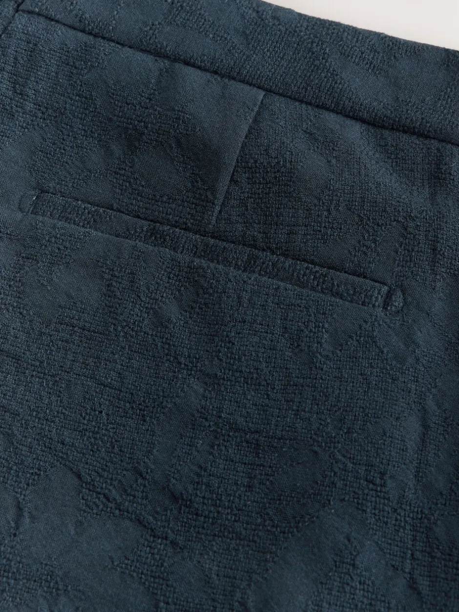 Shorts*Next Marineblauw - Regular fit Nova Fides shorts van Italiaanse stof met gehaakt patroon