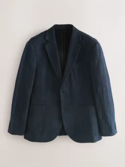 Blazers En Business-Jasjes|Next Marineblauw - Regular-fit Nova Fides kostuumjasje van Italiaanse stof met gehaakt patroon