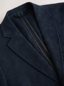 Blazers En Business-Jasjes|Next Marineblauw - Regular-fit Nova Fides kostuumjasje van Italiaanse stof met gehaakt patroon