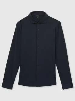 Shirts*Reiss - Duke Air-Water Cotton Slim-Fit Shirt Marineblauw