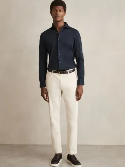Shirts*Reiss - Duke Air-Water Cotton Slim-Fit Shirt Marineblauw