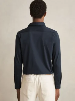 Shirts*Reiss - Duke Air-Water Cotton Slim-Fit Shirt Marineblauw