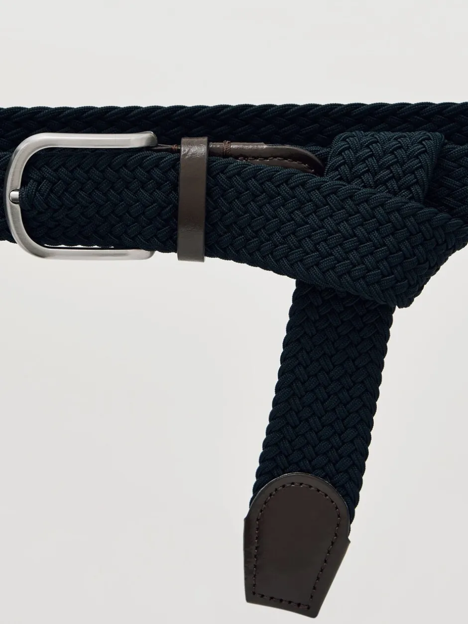 Riemen En Bretels*Reiss - Elmont Basket Weave Belt Marineblauw