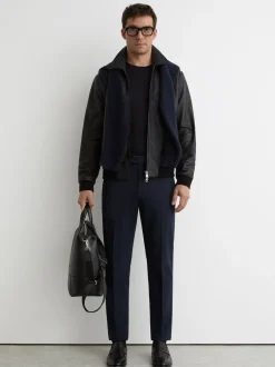 Broeken En Chino's*Reiss Marineblauw - Found stretchy slim fit broeken met trekkoord