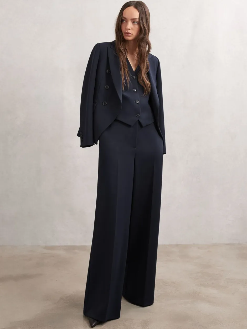 Kostuums En Werkkleding|Broeken*Reiss - Gabi Wide-Leg Suit Trousers Marineblauw