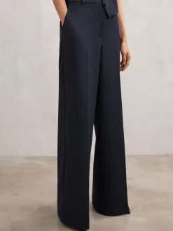 Kostuums En Werkkleding|Broeken*Reiss - Gabi Wide-Leg Suit Trousers Marineblauw