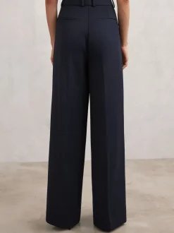 Kostuums En Werkkleding|Broeken*Reiss - Gabi Wide-Leg Suit Trousers Marineblauw