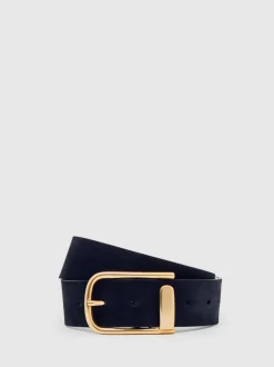 Ceintuurs|Reiss - Iyla leren riem met halve gesp Marineblauw