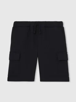 Shorts*Reiss - Oliver premium cargoshorts van interlock-jersey Marineblauw