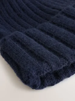 Mutsen, Handschoenen En Sjaals|Next Marineblauw - Rib Knit Pom Hat