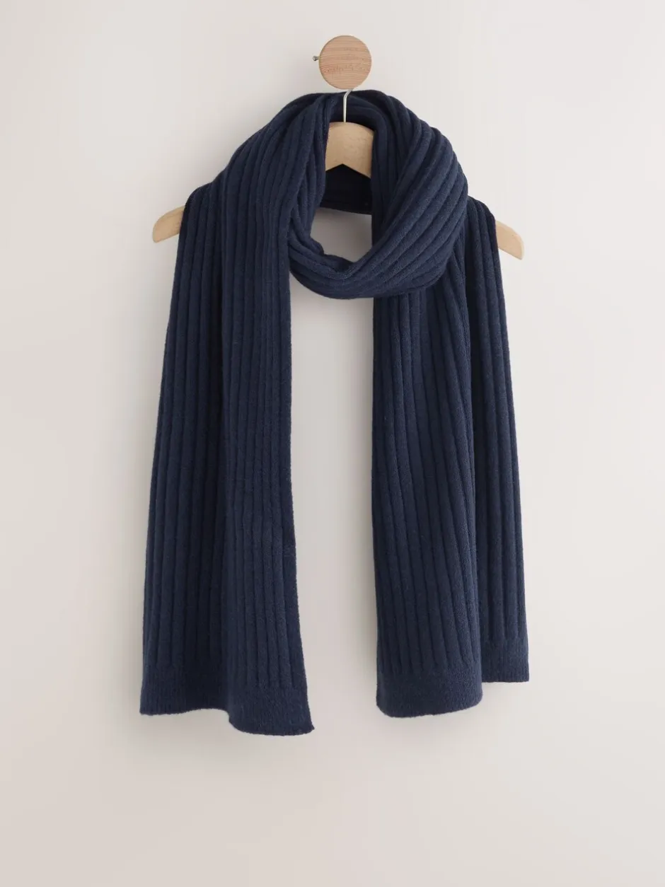 Mutsen, Handschoenen En Sjaals|Next - Ribbed Knit Scarf Marineblauw