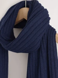 Mutsen, Handschoenen En Sjaals|Next - Ribbed Knit Scarf Marineblauw
