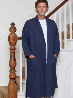 Kamerjassen En Badjassen|Savile Row Company - - Katoenen kamerjas met wafeldessin Marineblauw