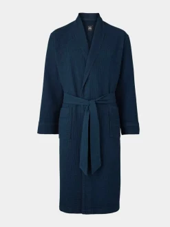 Kamerjassen En Badjassen|Savile Row Company - - Katoenen kamerjas met wafeldessin Marineblauw