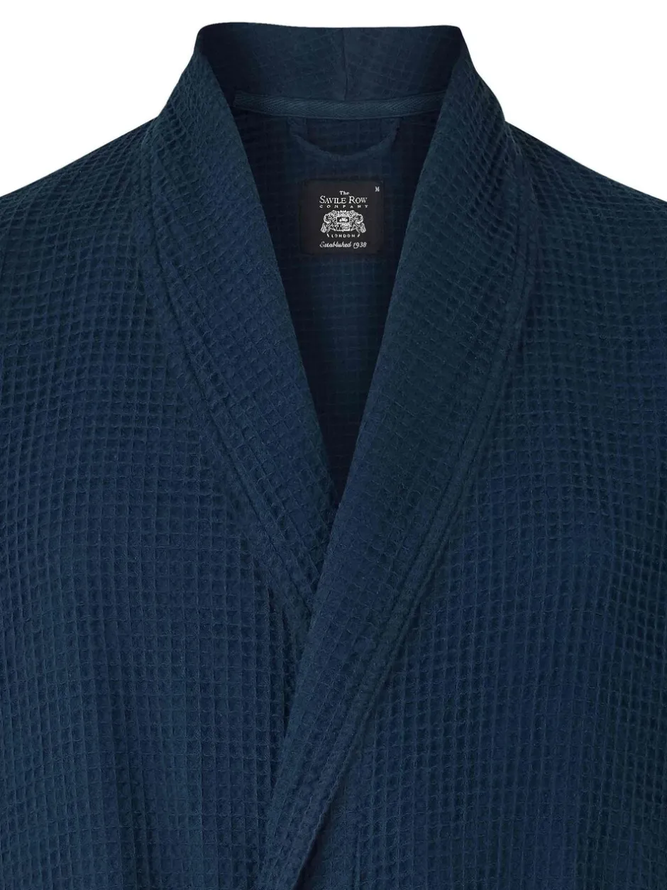 Kamerjassen En Badjassen|Savile Row Company - - Katoenen kamerjas met wafeldessin Marineblauw