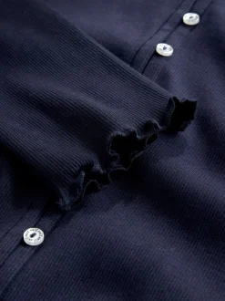 Loungewear|Alle Nacht- En Loungekleding*self. - Geribbelde pyjama met knopen Marineblauw