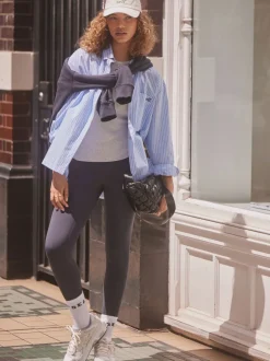 Sportkleding|Leggings En Joggingbroeken|self. Marineblauw - Legging met hoge taille