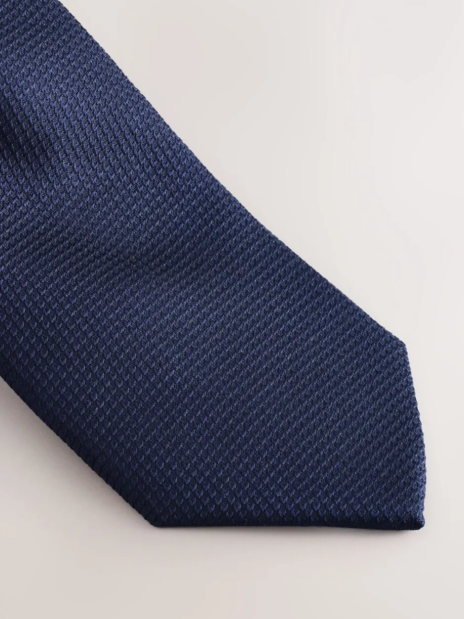 Stropdassen En Pochets|Next Marineblauw - Set met textuurrijke stropdas en pochet